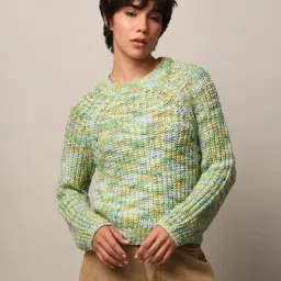 Only Green Self Design Crop Pullover image 2