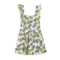 Blue Giraffe Kids White Cotton Printed Dress-picture-26