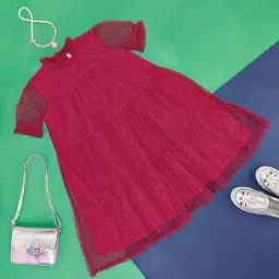 Pantaloons Junior Magenta Pink Regular Fit Dress-picture-32