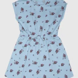 United Colors of Benetton Kids Blue Cotton Floral Print Dress-picture-34