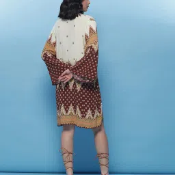 Label Ritu Kumar Brown & Maroon Printed Shift Dress image 2