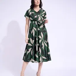 PURVAJA Printed Green Midi Dress image 5