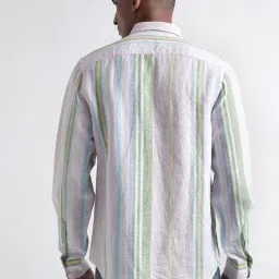 Iconic Men Striped Regular Fit Linen Shirt image 2