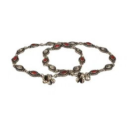 Saraf RS Jewellery Red Ruby Studded Minimal Dailywear Anklet image 2