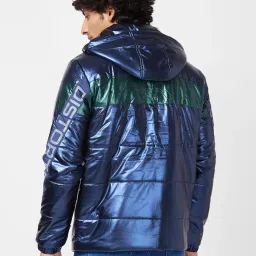 Spykar Midnight Blue Metallic Look Jacket With Flash Reflective Print image 2