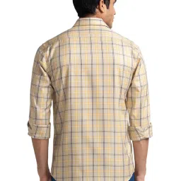 ColorPlus Beige Cotton Tailored Fit Checks Shirt image 2