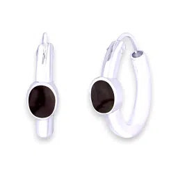 Taraash 92.5 Sterling Silver Drop Shape Brown Enamel Hoop Earring image 2