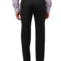 Park Avenue Black Regular Fit Self Pattern Trousers image 2