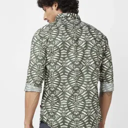 Spykar Rifle Green Cotton Regular Fit Printed Shirt image 2