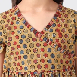 Fabindia Kids Brown & Red Cotton Printed Dress image 5