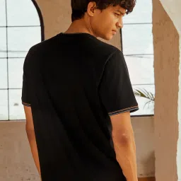 ANDAMEN Black Regular Fit Crew T-Shirt image 2