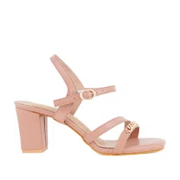 Scentra Women's SPAIN Peach Ankle Strap Sandals image 2