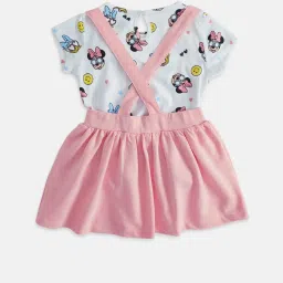 Pantaloons Baby White & Light Pink PrintedT-Shirt with Dungree image 2