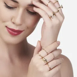 Zaveri Pearls Set of 10 Gold Tone Contemporary Classy Stackable Rings-ZPFK13683 image 2
