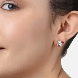 Zaveri Pearls Rose Gold Cubic Zirconia Contemporary Stud Earrings-ZPFK10691 image 2