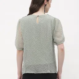 MADAME Green Lace Top image 2