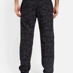 Octave Black Cotton Regular Fit Camouflage Trackpants image 2