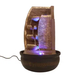 CHRONIKLE Brown Polyresin 4 Diya Steps Waterfall Fountain image 2