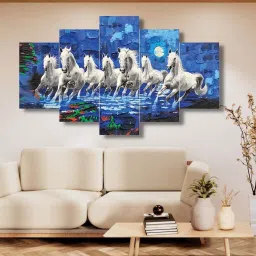 CHRONIKLE Multicolor Wood Running Horses 3D Wall Painting - Set of 5 image 2