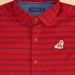 Pantaloons Junior Red Cotton Striped Full Sleeves Shirt image 2