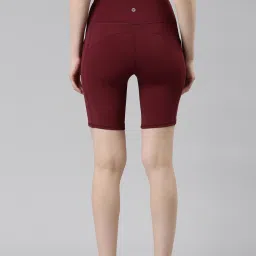 Enamor Maroon High Rise Sports Shorts image 2