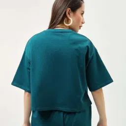 Bewakoof Official Peanuts Women's Green Printed Oversized Short Top image 2