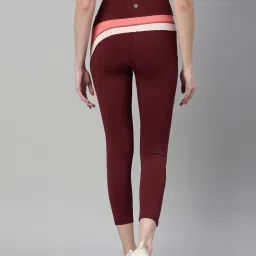 Enamor Maroon Color-Block Sports Leggings image 2