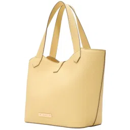 Aldo Light Yellow Textured Medium Shoulder Handbag image 2