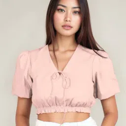 Zink London Peach Cotton Plain Crop Top-picture-29