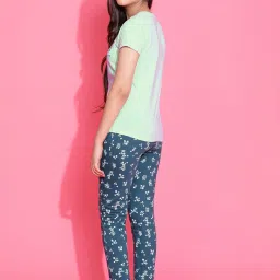 Lil Tomatoes Kids Light Green Floral Print Top with Pants image 2