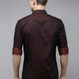 V Dot Brown Cotton Slim Fit Printed Shirt image 2