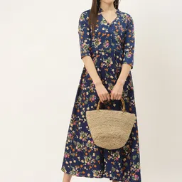 DressBerry Women Floral Print Crepe A-Line Maxi Dress-picture-34