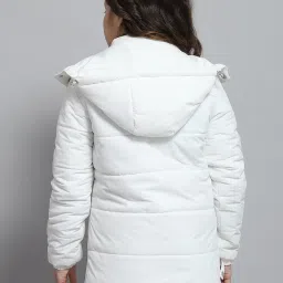 Monte Carlo Girls Solid White Hooded Neck Full Sleeve Jacket image 2