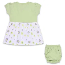 Wish Karo Kids Light Green Floral Frock & Briefs image 2
