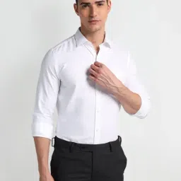 Arrow White Cotton Slim Fit Texture Shirt-image-3