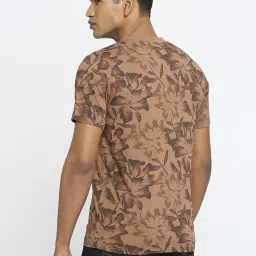 Basics Brown Cotton Muscle Fit Printed T-Shirt image 2