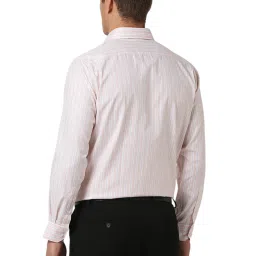 Van Heusen Peach Cotton Regular fit Stripes Shirt image 2
