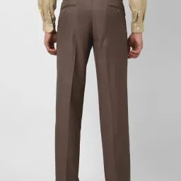 Van Heusen Brown Cotton Regular fit Solid Trousers image 2