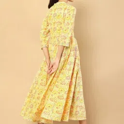 Soch Yellow Cotton Floral Print Anarkali Kurta image 2