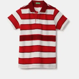 United Colors of Benetton Kids Red Cotton Striped Polo T-Shirt-picture-31