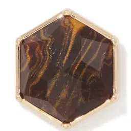 Forever New Brown Halle Hexagon Stone Stud Earring image 2