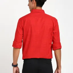 Turtle Red Cotton Slim Fit Chequered Shirt image 2