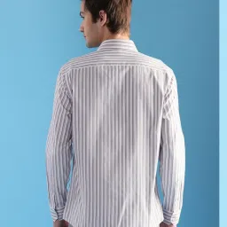 Arrow Grey Regular Fit Striped Shirt image 2
