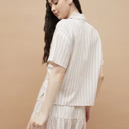 Ginger By Lifestyle Beige Regular Fit Striped Shirt image 2