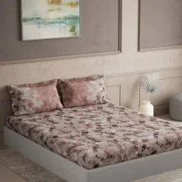 DDecor Pink Cotton 145TC Printed Bedsheet with 2 Pillow Cover-picture-39