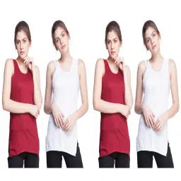 Dollar Missy Maroon & White Cotton Camisole (Pack of 4) image 1