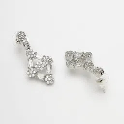 ZENEME Rhodium-Plated AD Stone-Studded Jewellery Set image 3