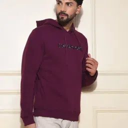 Crimsoune Club Red Blended Regular Fit Printed Hooded Sweatshirt image 3