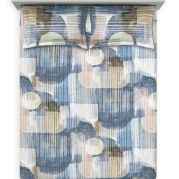 DDecor Blue Cotton 145TC Printed Bedsheet with 2 Pillow Cover image 3