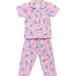The Magic Wand Kids Pink Printed Shirt with Pyjamas image 1